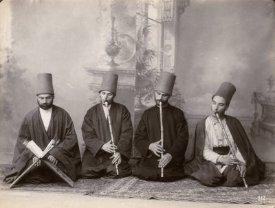 Three Dervish Musicians and a Singer, Turkey, c.1890 by Italian Photographer
